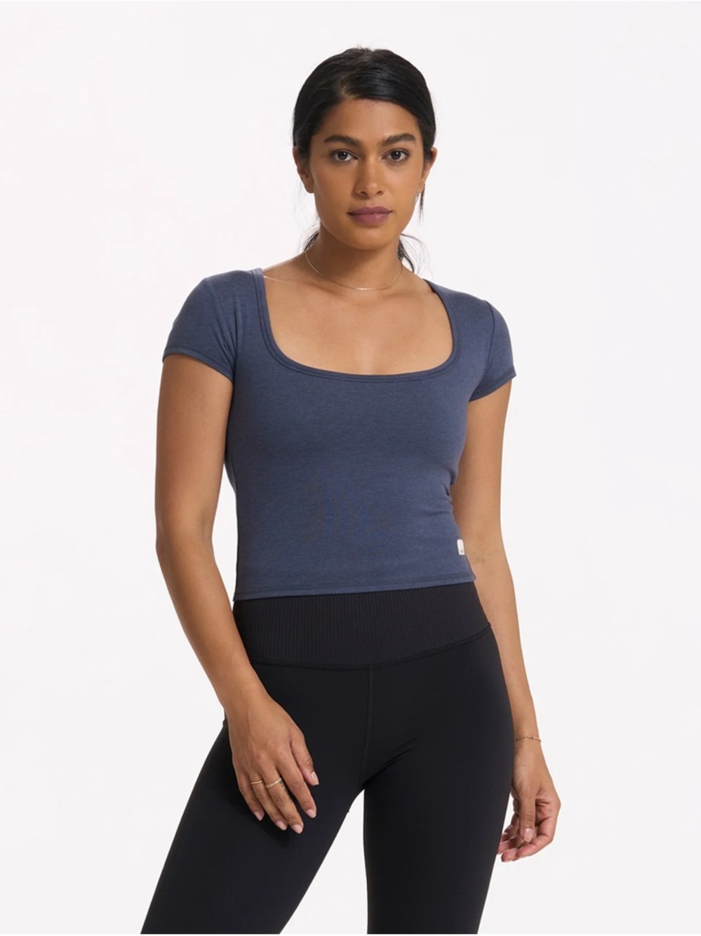 Vuori - Short Sleeve Halo Crop in Azure Heather